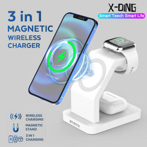3 in 1 Wireless Charger for MagSafe Wireless Charging Pad Station for Travel Compatible with Multiple Phone Apple Watch AirPods Pro/3/2