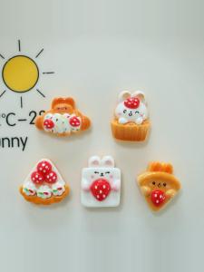 Handmade Resin Cake Bread Hole Shoe Mobile Phone Clip Fridge Magnet Keychain DIY Accessories Cute Rabbit Design Hair Clip