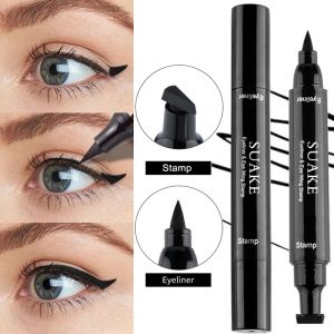 XZ Beauty Waterproof Black Liquid Eyeliner with Stamp 2in1 Matte Triangle Seal Eye Liner Pencil