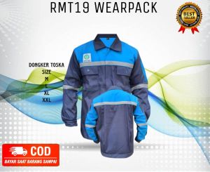 Baju kemeja safety K3 wearpak Lengan panjang warna Merah Abu