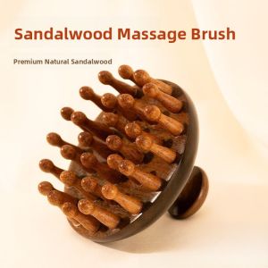 Sandalwood round Disk Shampoo Comb Scalp Massage Comb Meridian Unblocking Hair Treatment Wooden Comb for Head Care And Hair Growth