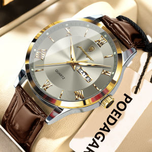 POEDAGAR Original Fashion Watch For Man Leather Date Week Quartz Men Watch Waterproof Luminous Business Mens Watches Male Reloj
