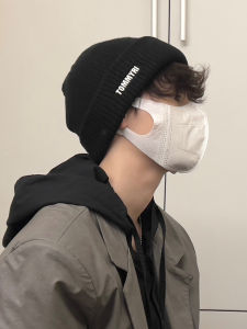 Hat Men Winter Tide Beanie Hat Knitted Hat Boys Winter Skullcap Black Woolen Cap Mens Winter Cotton-Padded Cap