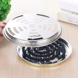Hộp đựng nhang muỗi bằng thép không gỉ khay đựng nhang muỗi có nắp đậy an toàn -BeloveShop