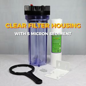 Water Filter Clear Housing 10" x 2.75" with 5 micron Sediment Filter / Water Purifier