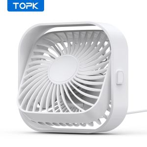 TOPK | TOPK USB Desk FanStrong Airflow &Quiet OperationThree-Speed Wind Small Fan360° Rotatable Head for Home Office Table & Deskto