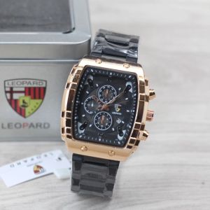 Jam tangan Pria Leopard 8018M tali rantai tanggal aktif chrono off analog original