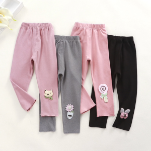 Kids Girls Leggings Soft Warm Pants with Cute Cartoon Stretchy Elastic Waist Toddler Baby Girls Trousers Long