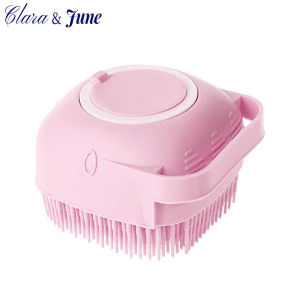 Clara.Silicone Massage Body Scrubber & SHower Brush With Soap Dispenser-Can 80 Ml Liquid Bath Showe Cleaning Brush For PetDogCatBabyWomen Men Senstive Dry Skin