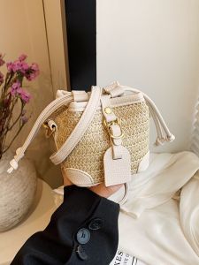 Korean Mini Bucket Bag Womens Crossbody Bag Wickerwork Design Summer Trendy Small Niche Design Dumpling Bag Urban Simple Style