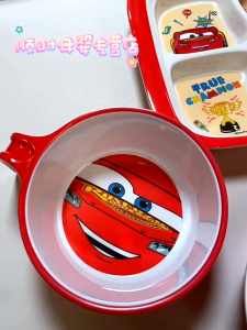 Disney Mcqueen Cars Baby Cutlery Set Kids Melamine Plate with Bowl Fork Spoon Feeding Tableware for Children New