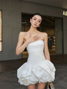 Elegant and Luxurious White French Style Strapless Dress