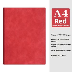Red Large Business Thick A4 Notebook Soft Cover Flat-Lying