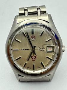 RADO ม้าแดง Purple Horse 25 Jewels Automatic ตัวเรือนสแตนเลส นาฬิกาผู้ชาย มือสองของแท้