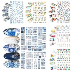 Sticker Dán Móng Tay 3D Chống Nước Hoạ Tiết Diamond Sắc Màu / Ngôi Sao Trái Tim / Chữ Viết Alphabet / Nền Gạch Bông / Nails sticker Series F033 - F038