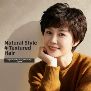 Weiwei | Short Curly Elder Womens Human Hair Full Wig