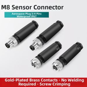 kuicc | Waterproof M8 M12 Sensor Connector Male Female Straight Bend 345 Pin
