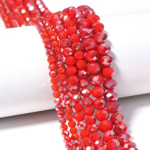 Red Crystal Spacer Bead Faceted Rondelle Glass Beads for Jewelry Bracelets Necklaces Making Accessories 6/8/10mm