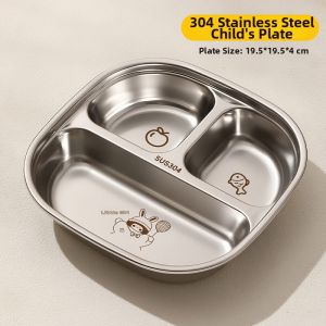 High-end Partitioned Suction Anti-scald Baby Feeding Plate Stainless Steel