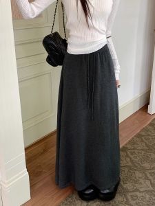 Fall Winter Comfortable Knitted A-Line Midi Skirt Womens High Waist Slim Fit Casual Style Korean Version New Arrival 2025