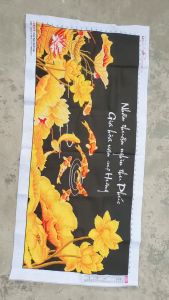 THÊU SẴN Tranh thêu chữ thập thành phẩm cá chép cửu ngư quần hội hoa sen lv3379 125*59cm
