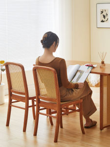 Rustic Style Wicker Chair Home Use Middle Ancient Chair Internet Famous Homestay Retro Log Real Wood Casual Wicker Chair Back Chair