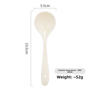 High Aesthetic Long Handle Ceramic Soup Spoon for Noodles Individual Serving Premium Feel Soup Spoon Dining Utensils