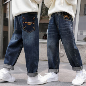 Quần Jeans Denim Ống Thẳng Mỏng Màu Đen Cho Trẻ Em Nam Quần Dài Thường Ngày Mùa Xuân Thu Quần Dài Cho Bé Cao Cấp Quần Jeans Trẻ Em