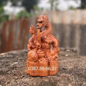 Tượng con rồng linh vật tuổi thìn cao 15 20cm chất liệu gỗ hương cực đẹp