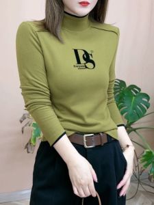 Womens Half Turtleneck Dralon Bottoming Shirt 2024 New Arrival Autumn Fashion Western Style Fashion Belly Covering Slim Looking Top Shirt