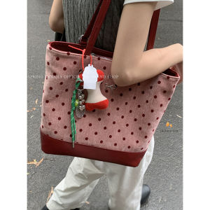 South Korea Special-Interest Design Bag Women 2024 New Arrival Fall Winter Fashion Polka Dot Shoulder Bag Large Capacity Commuter Tote