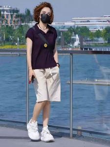 Youthful Style Womens Leisure Set Short-sleeve T-shirt Flattering Wide-leg Shorts
