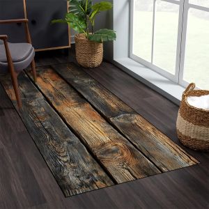 VIKAMA Vintage Wood-Grain Carpet - Durable And Easy To Clean Kitchen Floor Mat Corridor Passageway Floor Mat Home Decoration