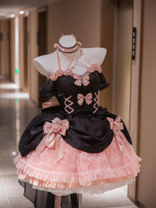 Lolita Sweet Style Short Dress Black Rose Print Strapless Princess Skirt High Waist Fishbone Design Party Wear Spring Summer Autumn Winter
