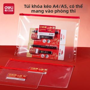 deli | Non-metallic Transparent A4 File Bag with Zipper and Grid