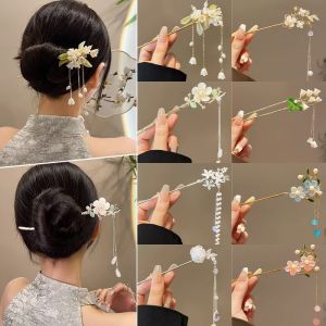 Kẹp Tóc Phong Cách Cổ Điển Trung Quốc Thanh Lịch Với Họa Tiết Hoa Mùa Xuân Tua Rua Sang Trọng Nhẹ Nhàng Dành Cho Nữ Và Bé Gái Phụ Kiện Thời Trang.