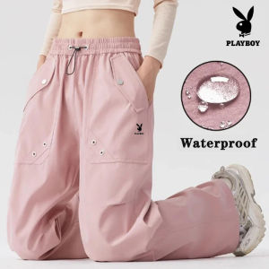 PLAYBOY Mens Cashmere Casual Pants Winter Loose Sweatpants Straight Trend Korean Trousers