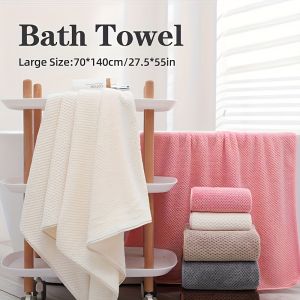 1pc Lightweight Breathable Bath Towel 70×140cm Pineapple Lattice Soft and Comfortable Bath Towel Coral Fleece Bath Towel