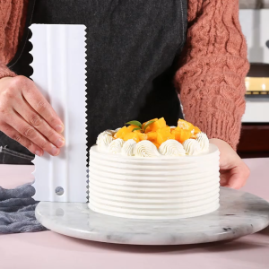 Pink 6-sided comb cake decorating tools with thick design and high-quality food-grade material.