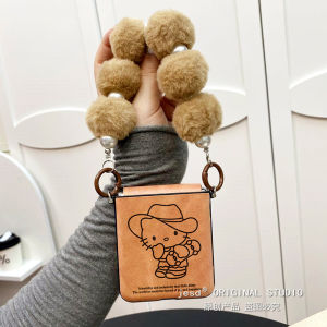 Oppo Find N3 Flip Hello Kitty Cartoon Brown Skateboard Protective Phone Case Womens New Small Foldable Screen Hanging Rope