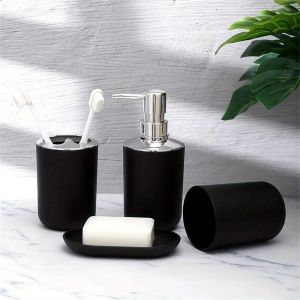 4pcs Bathroom Accessory Set Luxury Modern Toothbrush Holder Soap Dish Cup Lotion Pump Home Decor Kit Household Bathroom Supplies