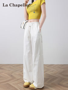 La Chapelle High Waist Wide Leg Workwear Pants Womens Thin Summer White Loose Casual Sports Trousers Quick Dry Paratrooper