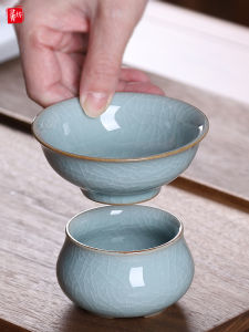 Blue Porcelain Tea Strainer Ceramic Brother Kiln Ice Crack Pattern Open Fragment Tea Brewing Tool Handmade Dining Tableware