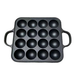 【Free Shipping】 Cast Iron Takoyaki Grill Pan with 16 Holes Non-Stick Coating for Easy Home Cooking and Delicious Takoyaki Snacks