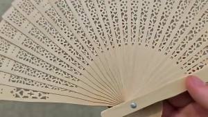 Chinese Sandalwood Scented Folding Hollow Wooden Fans Hand Held Fans 20cm Home Decoration
