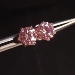 0.5-2CT Rose Gold Plated 925 Sterling Silver Sparkling Moissanite Stud Earrings Classic Gift For Women