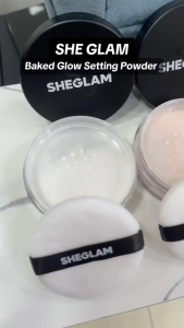 SHEGLAM Baked Glow Setting Powder Oil Control Loose Powder Translucent Poreless Flawless Smooths Fine Lines Glowy Face Makeup Finishing Powder Cosmetics