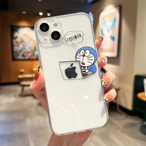 Creative Silicone Phone Case for 13 14 pro Max 12 pro 11 17/XR Cute Money Making Doraemon Anti-Fall Protection