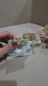 JEPIT SALON KAMINO / JEPITAN SALON BENTUK PITA TWEED KOMBINASI JALA 7CM 7 CM