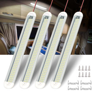 4 Pack 12V 24V LED Interior Light Bar LED Strip Light with Switch for Camper Truck Van RV Trailer Cargo Lights Fixture Motorhome